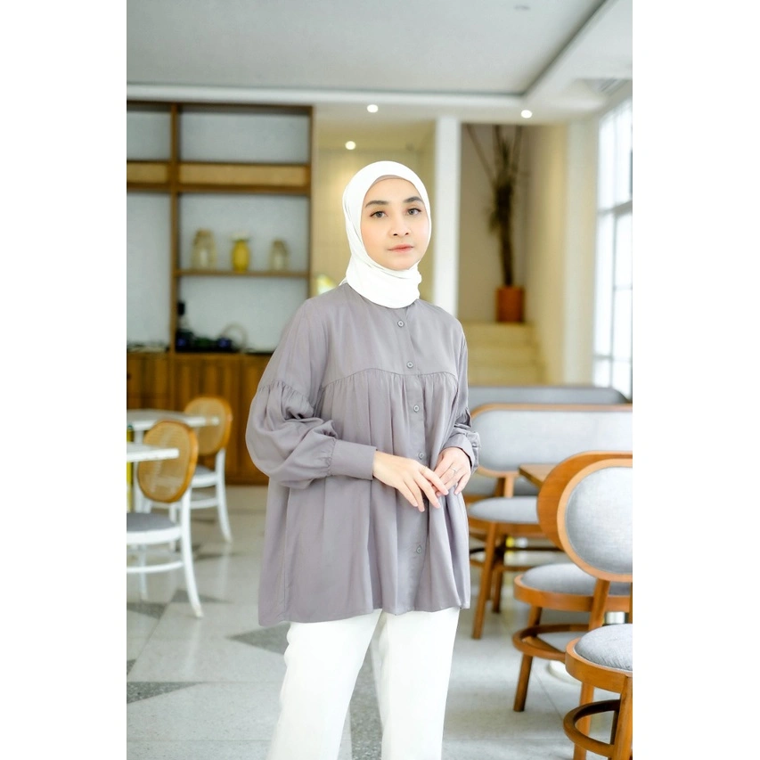 Decotton Ayra Blouse Baju Wanita Kemeja Lengan Panjang Hijab Fashion Premium Bahan Adem Decottonid
