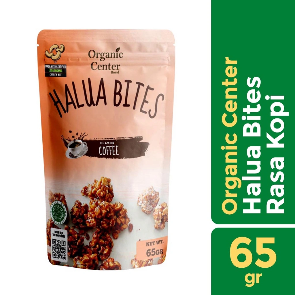 Organic Center - Halua Coffee 65gr - Cemilan Diet - Snack Sehat - Cashew Nuts