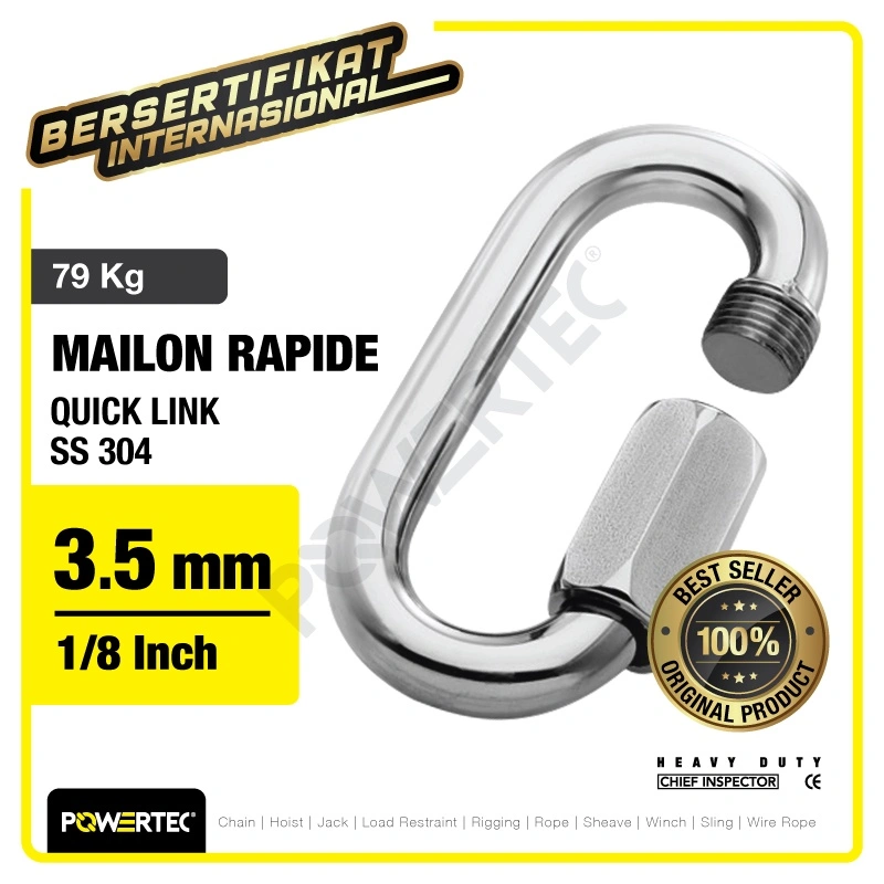POWERTEC Quick Link / Mailon Rapide SS 3.5mm Screw Lock Climbing Gear 