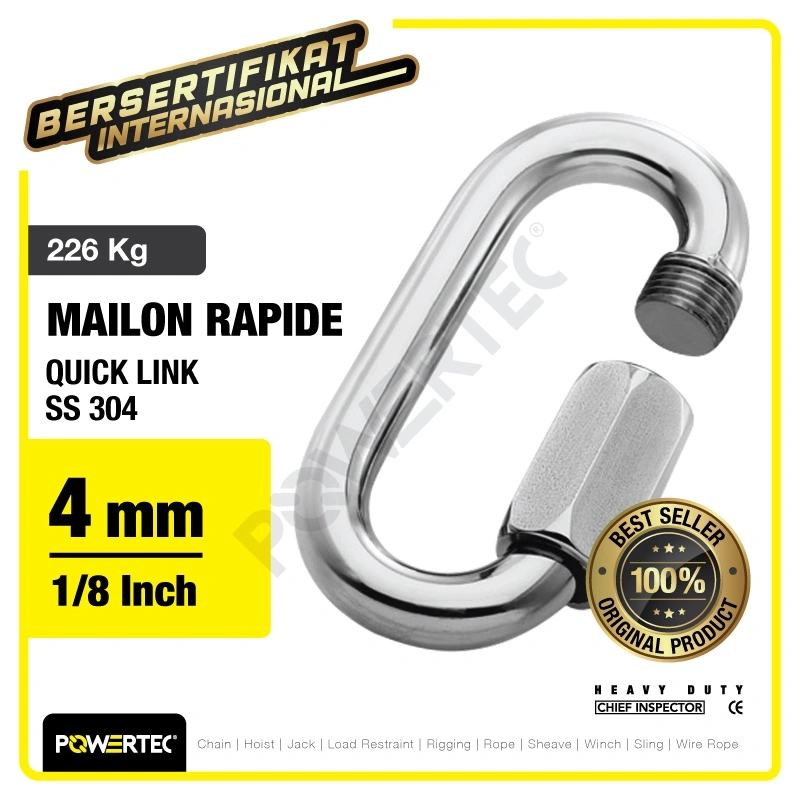 POWERTEC Quick Link / Mailon Rapide SS 4mm Screw Lock Climbing Gear