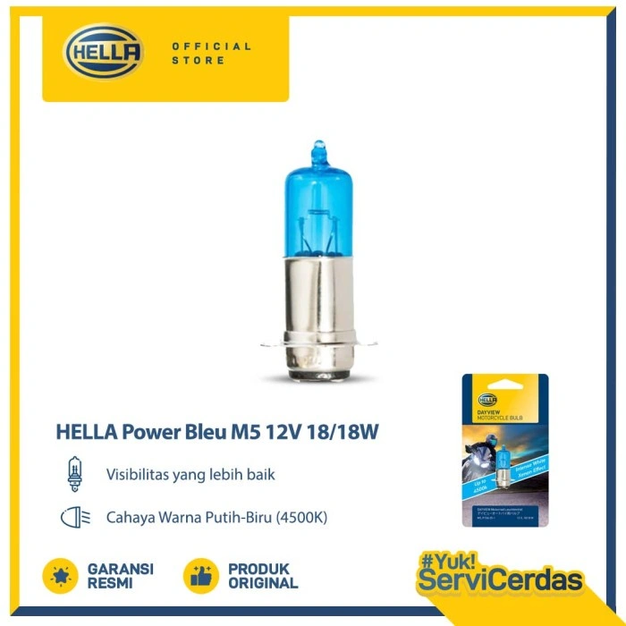 HELLA Bohlam Motor M5 12V 18/18W 4500K Performance - Bohlam Motor / Lampu Motor
