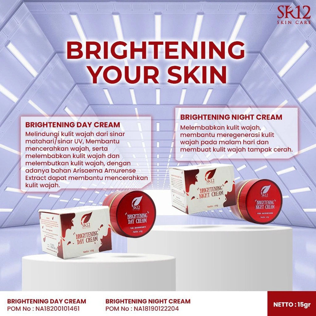 Brightening Cream SR12 Krim Pemutih Wajah BPOM Ori dan Cepat Glowing Ampuh Terlaris Memutihkan Wajah Kusam Hitam