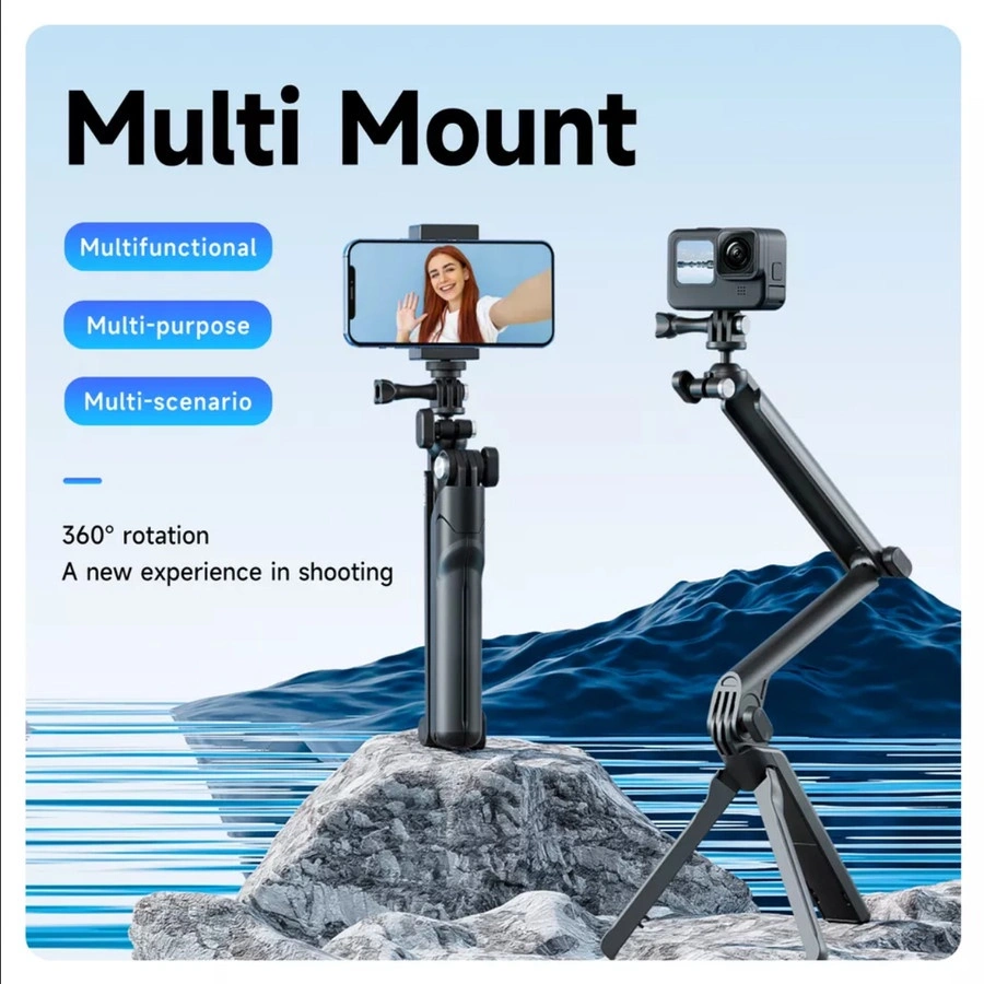 Telesin 3-Way Integrated foldable tripod and 360 rotary ball for Gopro