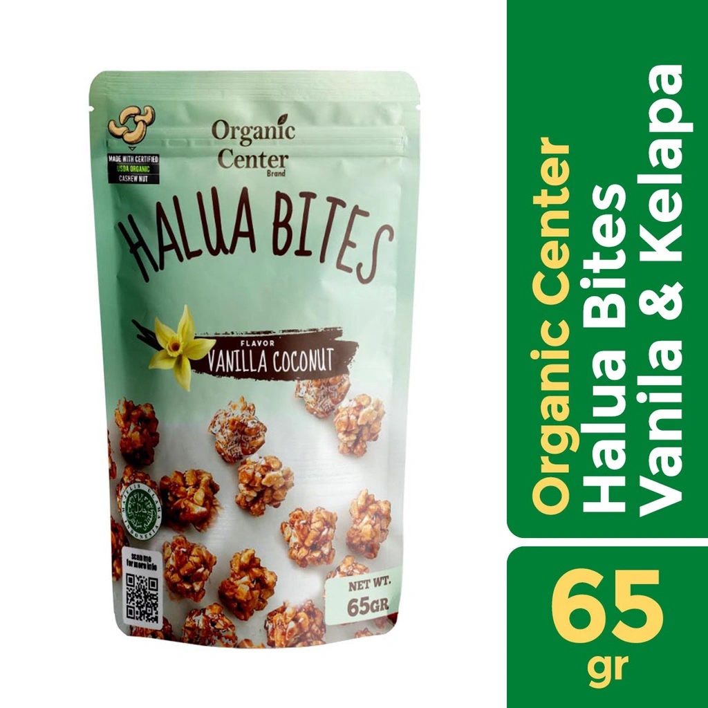 Organic Center - Halua Vanilla 65gr - Snack - Cemilan Diet - Kacang Mete