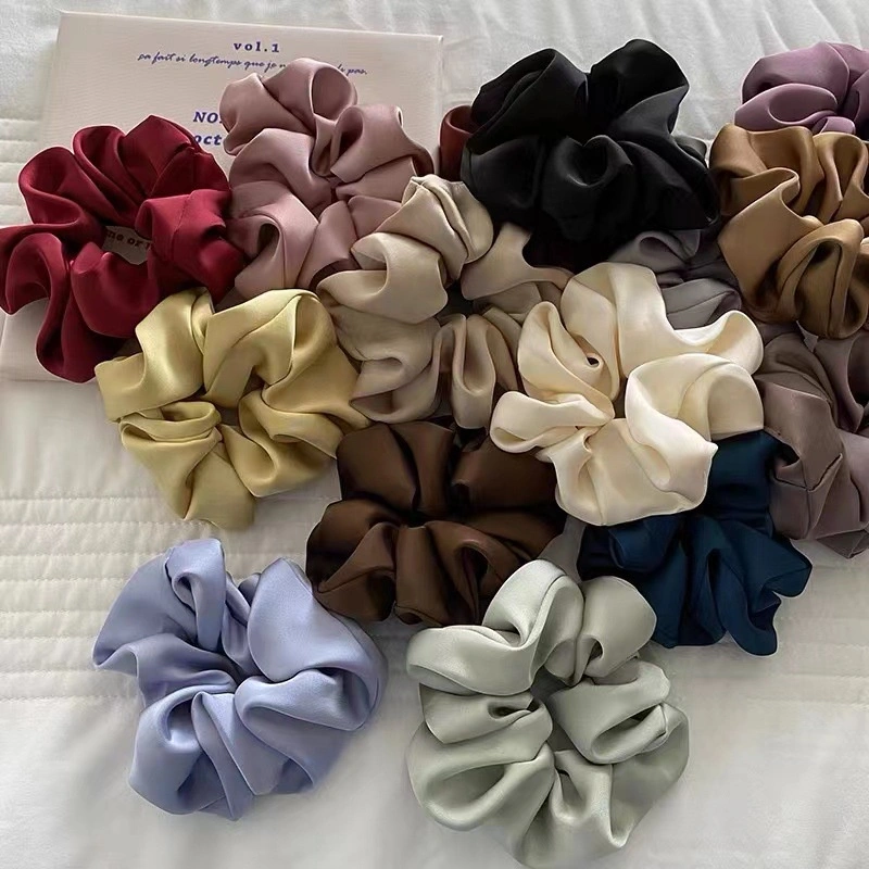[CUCI GUDANG] FRENCH SCRUNCHIE SOLID COLOR SCRUNCHIES WARNA POLOS SATIN BESAR IKAT KARET RAMBUT AKSESORIS ELEGAN KOREA HAIR TIES RIBBON ACCESSORIES