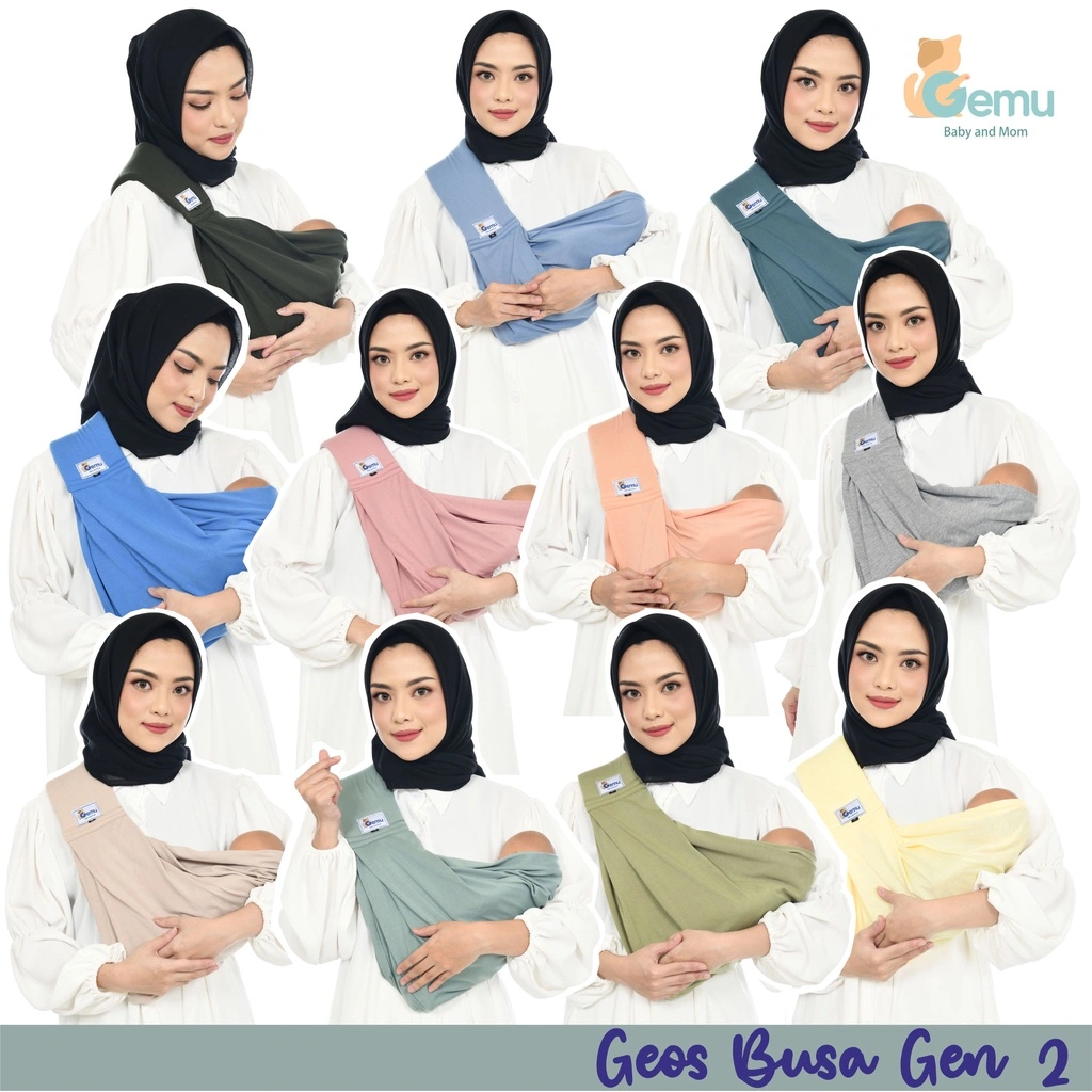 GEMUBABY Gendongan Bayi Samping Instan Geos Busa Gen Two Premium plus Pouch