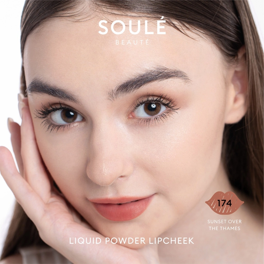 SOULE BEAUTE Liquid Powder Lipcheek - Sunset Over the Thames #174 - Moisturizing Velvet Tint