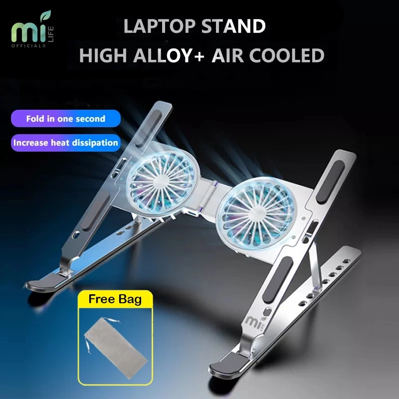 MILIFE Laptop Stand RGB Fan Cooling Foldable Aluminum Tablet Holder