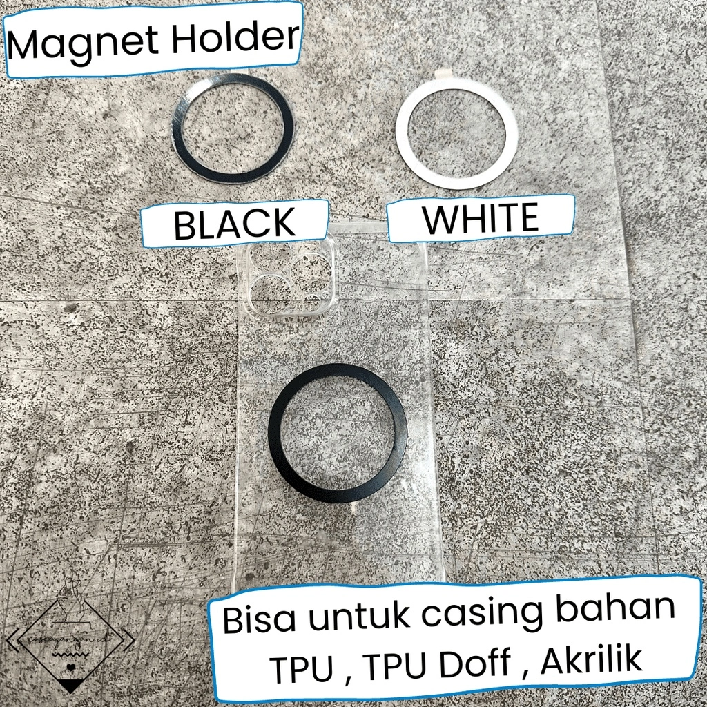 Magnet Magnetic Holder Ring Magsafe Mag Safe For ALL PHONE Hitam Putih ( BISA UNTUK SEMUA TIPE HP )