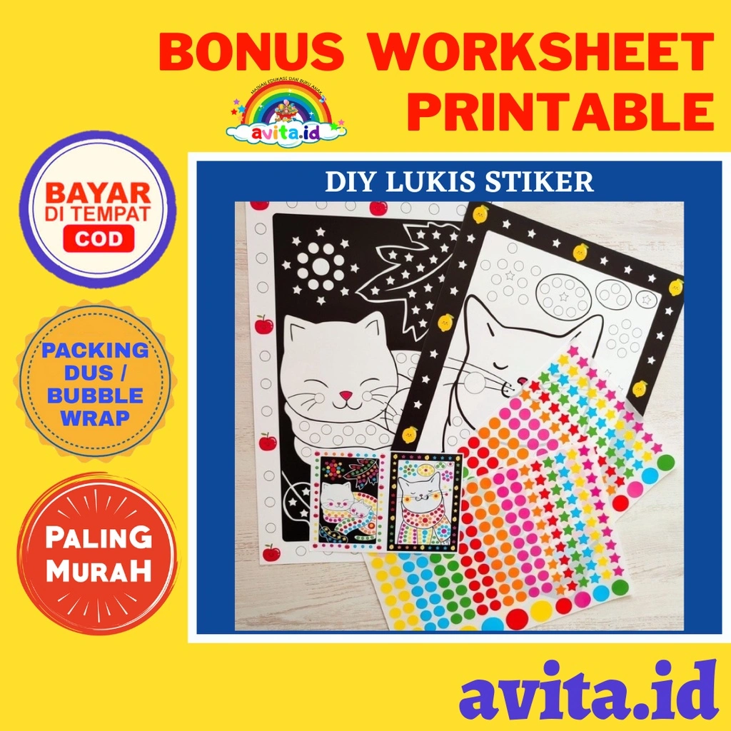 avita.id TERMURAH Mainan edukasi menempel sticker | Mainan kerajinan tangan tempel stiker mosaik, Tempelan DIY gambar anak