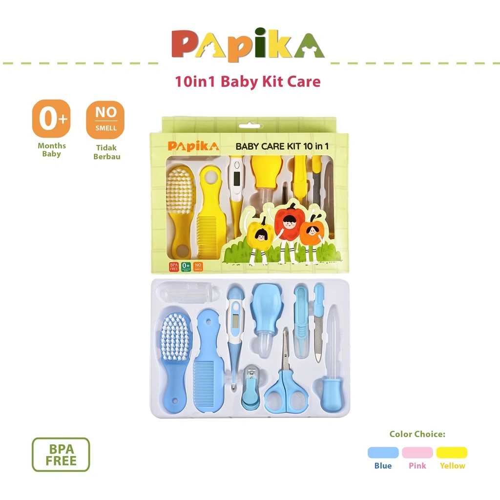 [PLASTIK LEBIH TEBAL] Papika Baby Care Kit Set 10 in 1 Set Perlengkapan / Peralatan / Alat Perawatan Bayi Set 10in1 Sisir Baby Gift Gunting Kuku Pemotong Kuku Baby Nail Bayi Kado Lahiran Grooming Baby Health Care Thermometer