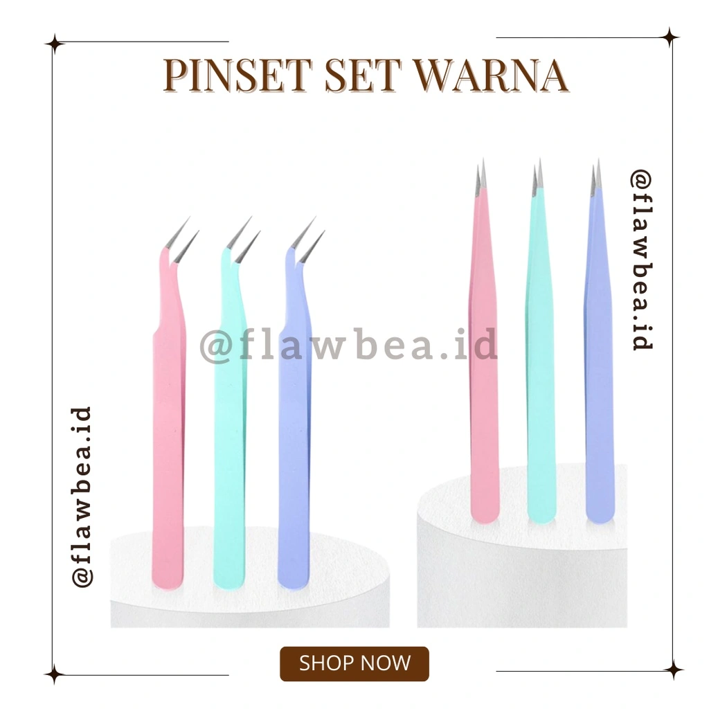 FLAWBEA.ID - [WARNA] Pinset Tweezer Set Lurus dan Bengkok For Eyelash Extension / Pinset Tweezer For DIY / Pinset Serbaguna / Pinset Tweezer For Nail Art