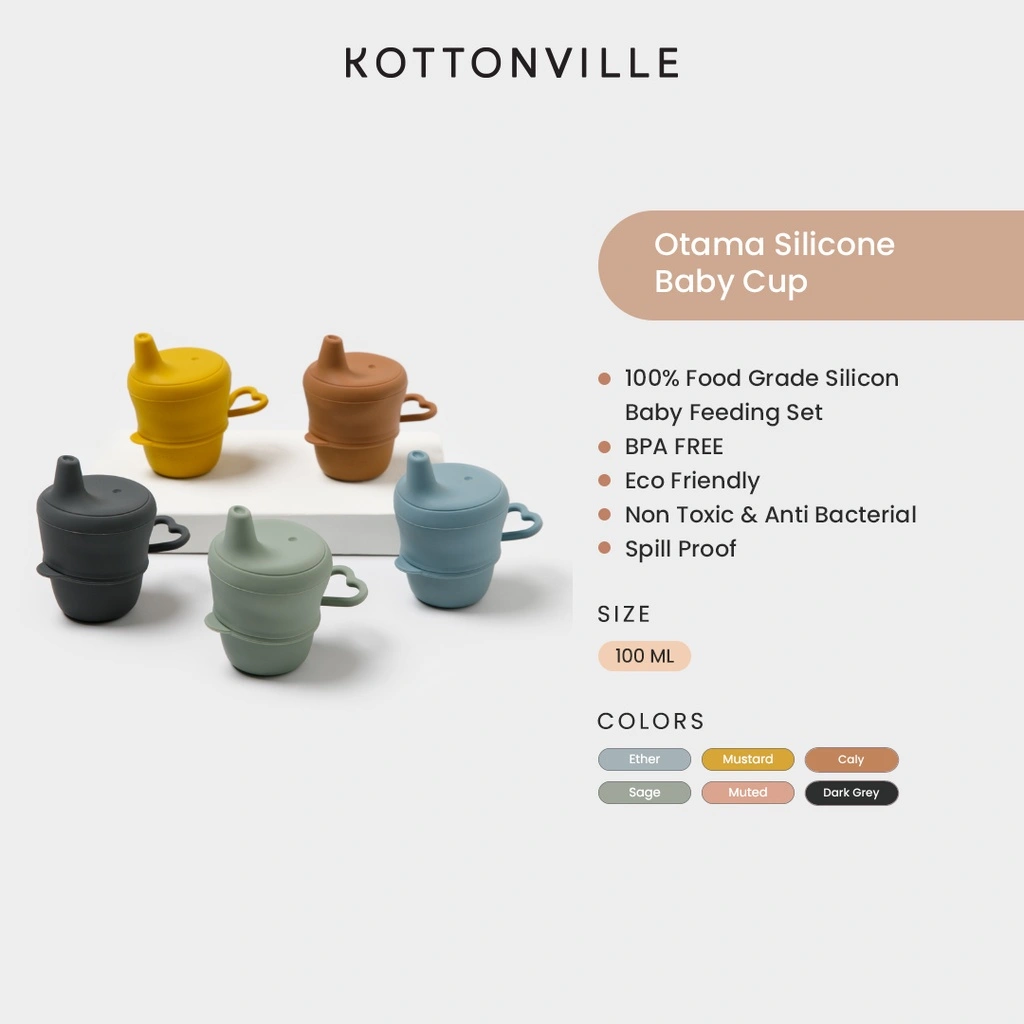 Kottonville - Gelas Anti Sedak Anak Bayi Silikon Otama Silicone Baby Cup with Spout Laki-laki dan Perempuan [packaging plastik TANPA box]