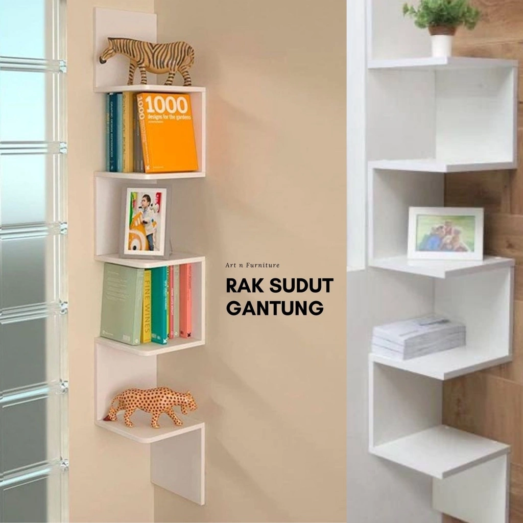 Rak sudut Rumah Kamar Dinding Tempel Rak Buku Bunga Kosmetik Serbaguna 022