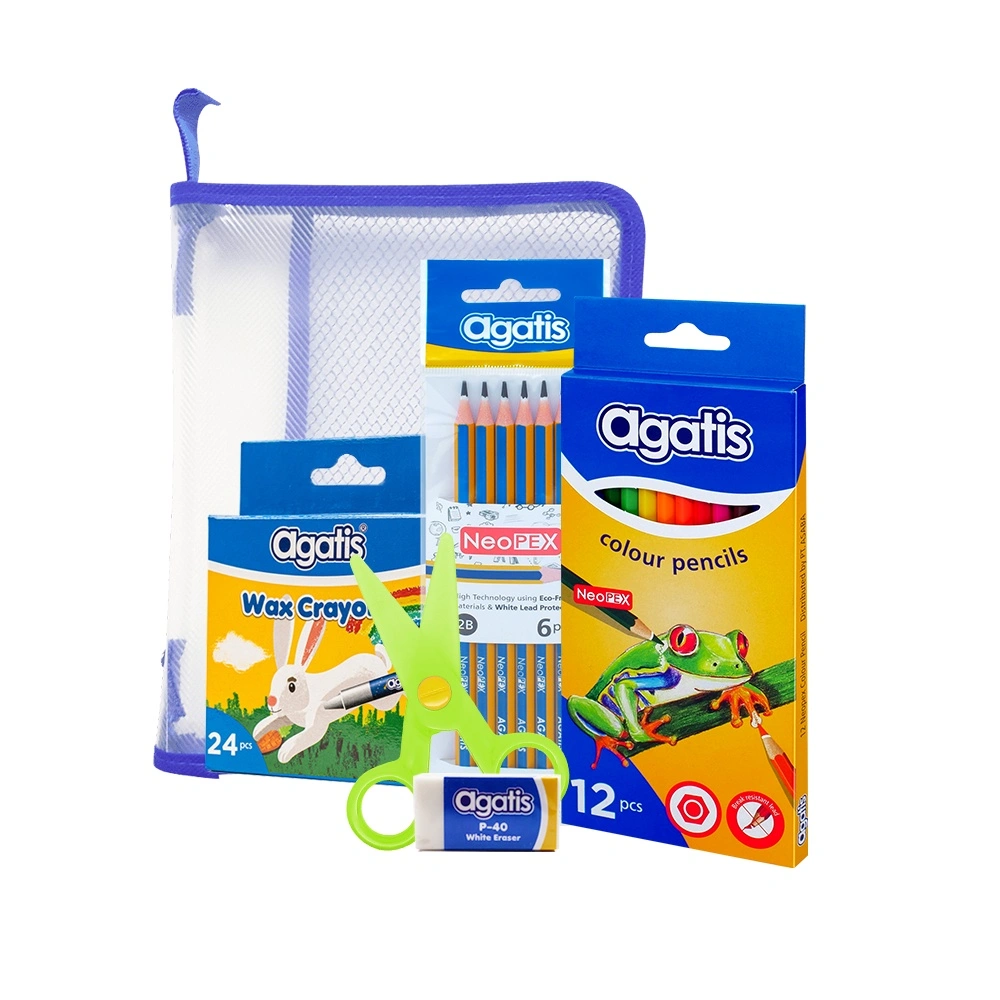 Agatis - Paket Alat Tulis dan Mewarnai Sekolah TK/PAUD Isi Crayon Pensil Warna Gunting