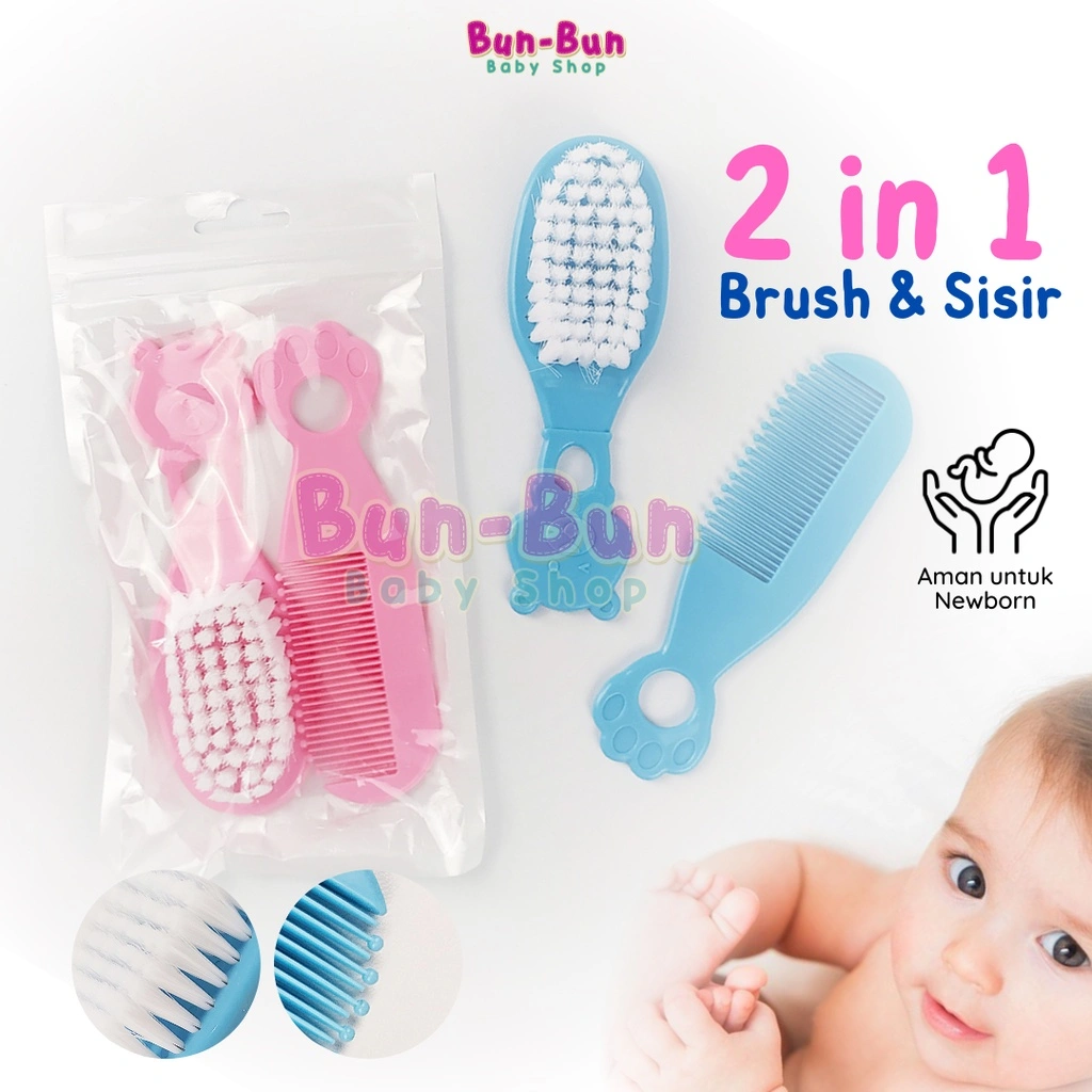 Set Sisir Bayi 2in1 New Born Lembut Murah Perlengkapan Mandi Baby Peralatan Anak Baru Lahir Bunbunba