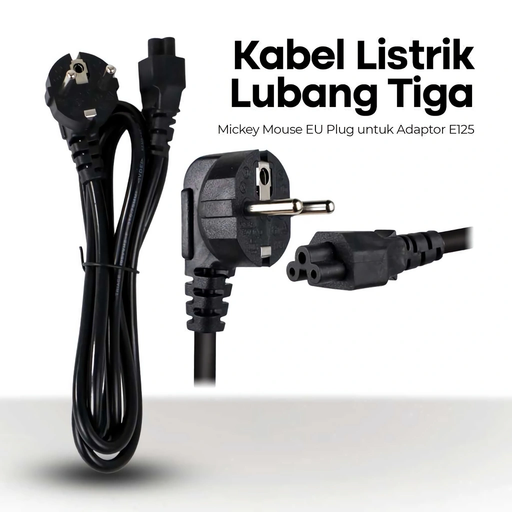 APEN Kabel Listrik Lubang Tiga Mickey Mouse EU Plug Untuk Adaptor Charger Laptop Desktop PC - E125