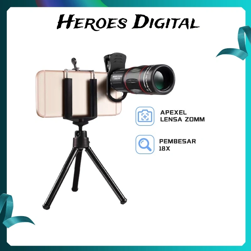 Lensa Apexel 28x Zoom Universal 18X25/25X30 Handphone Bermata HD Ponsel Lensa Camera HP Ponsel