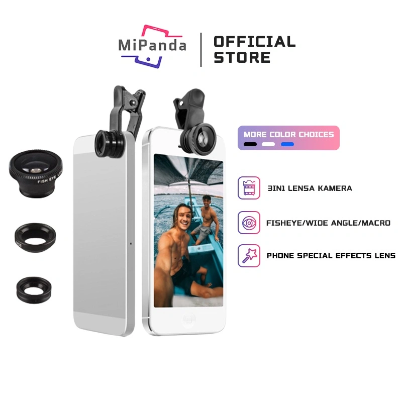Mipanda 3in1 Lensa Kamera Fisheye / Wide Angle / Macro / Zoom Dengan Klip on Untuk Smartphone VIVO OPPO