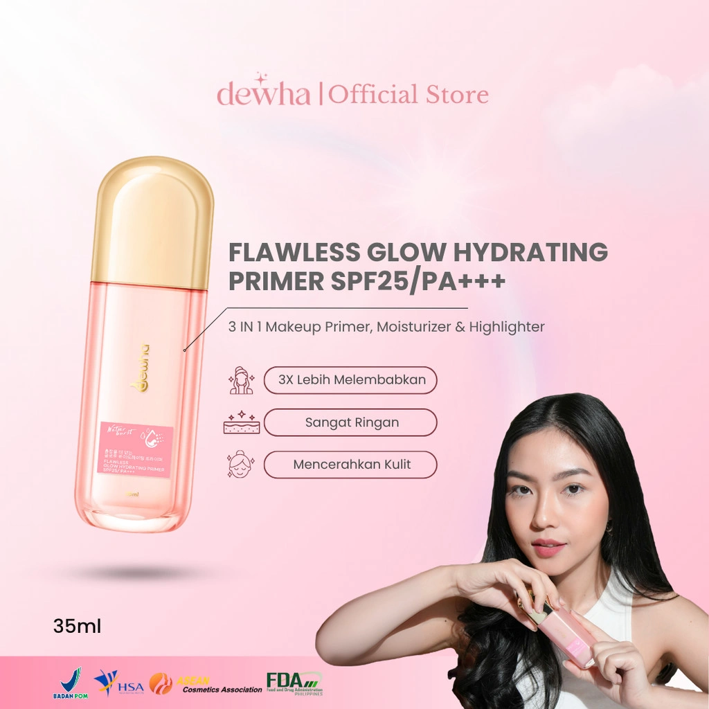 Dewha Flawless Glow Hydrating Primer SPF25/PA+++ (35 ml) Base Makeup Semua Jenis Kulit Melembabkan