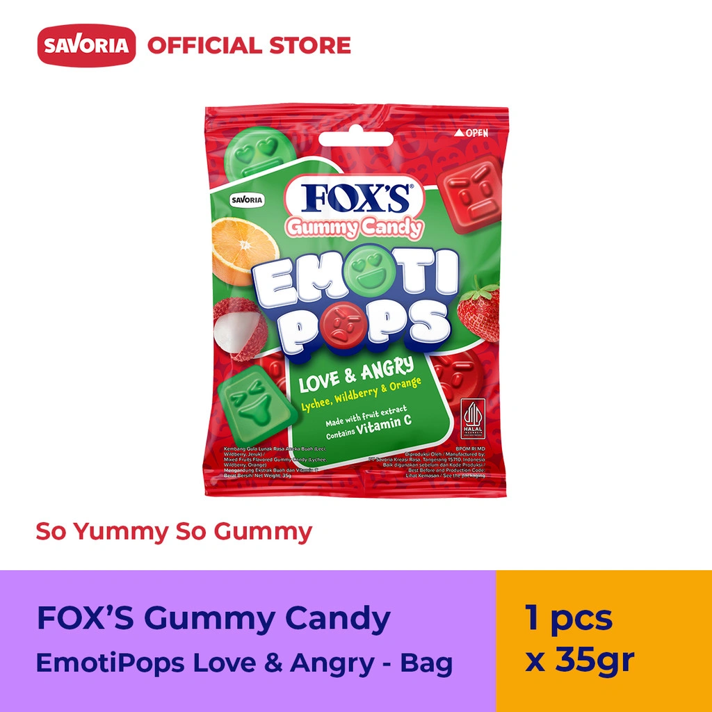 FOX'S Gummy Candy EmotiPops Love Angry - Permen dengan Vitamin C 35g