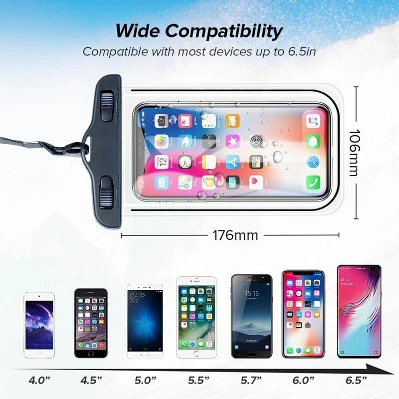 [GROSIR] (DK0326) Waterproof Case HP Anti Air Premium, Pelindung HP Transparan dengan Kunci Kuat & Tali Fashionable, Aman untuk Foto & Video di Dalam Air hingga 30 Meter, Cocok untuk Pantai, Hujan, & Driver Online, Dilengkapi Fitur Touchscreen yg Praktis