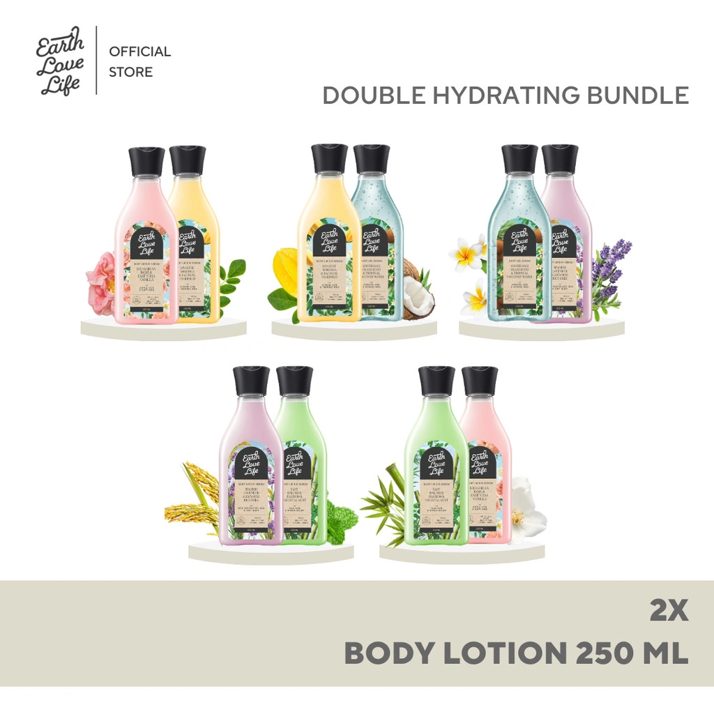 [DOUBLE HYDRATING] Earth Love Life Bundle Body Lotion 2 x 250mL | Body Serum | Lotion Wangi | Lotion Melembapkan | Wangi Tahan Lama | Lotion Premium | Lotion Mencerahkan | SPF | Kulit Sensitif | Memperbaiki Skin Barrier | Cocok Untuk Kuit Kering, Kulit Be