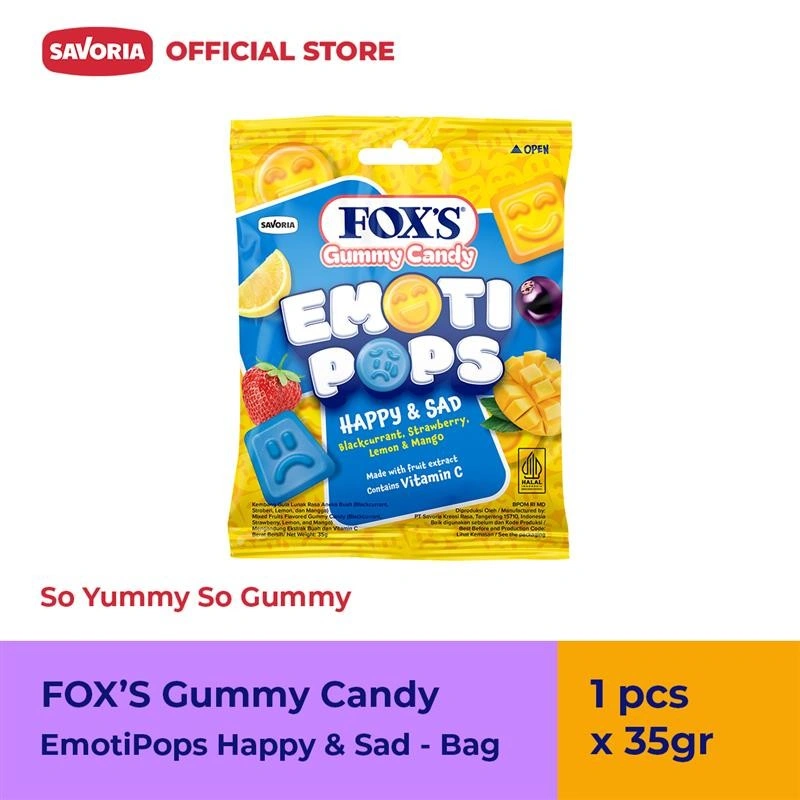 FOX'S Gummy Candy EmotiPops Happy Sad - Permen dengan Vitamin C 35g