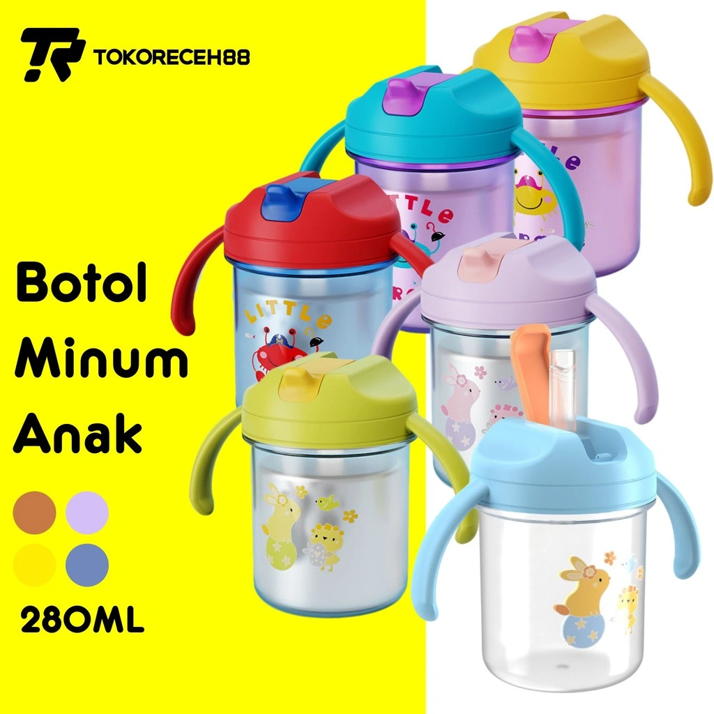Tokoreceh88 Botol Minum Air Anak 280ML Training Cup Gelas Bayi Minum Anak Anti Tumpah