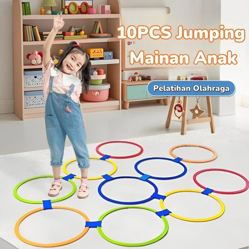 [10 PCS]44/38/28cm Mainan Jingkat Pincang Hopscotch Mainan Pelatihan Olahraga Edukasi Anak Lompat Indoor Outdoor Permainan Keluarga Karung Pasir Gratis Jumping Ring