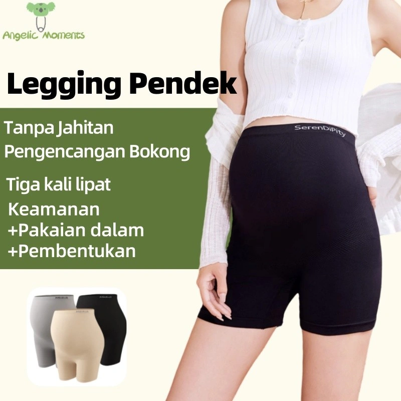 Legging Pendek Wanita Ibu Hamil Celana pengaman Celana Muslimah 3-in-1 Panties Elastisitas tinggi Panties Slim High Waist 171