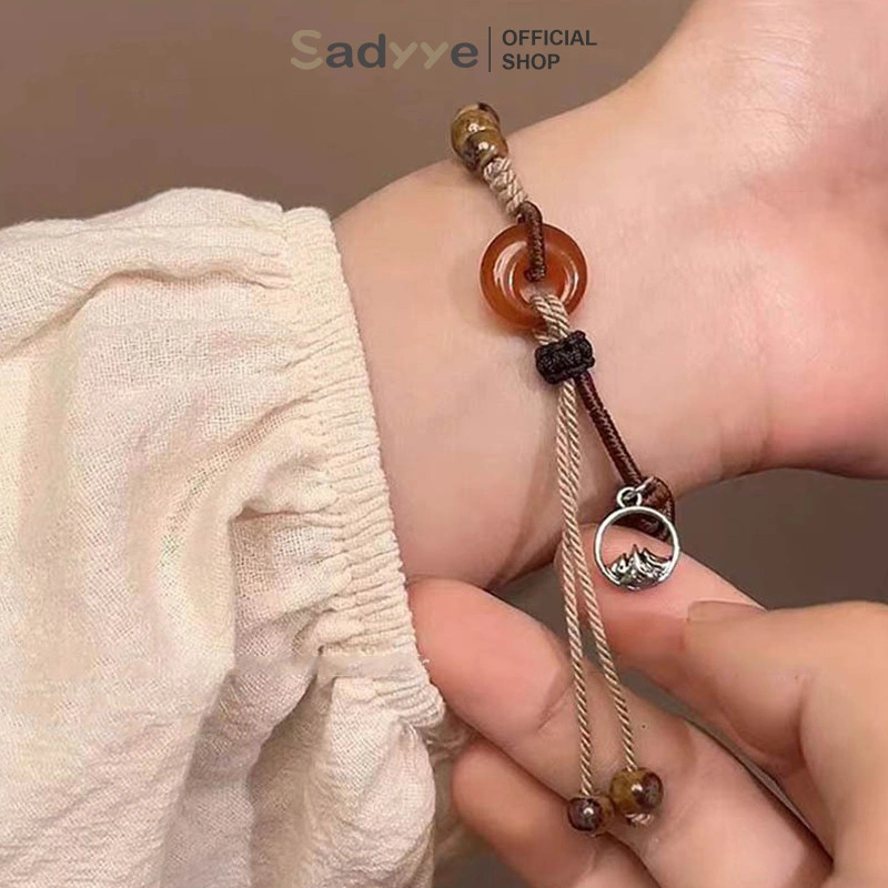 Sadyy Gelang Tali Tenun Gesper Kopi Cina Baru Gelang Retro Gaya Etnis Wanita Aksesori Mode Trend