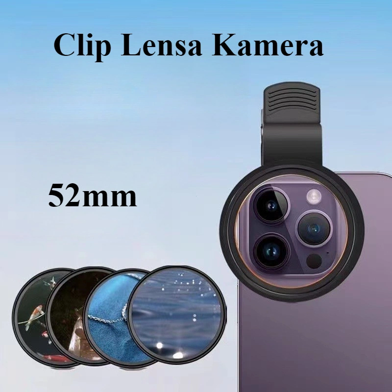 Klip Lensa Kamera HP Universal Filter Adapter UV CPL ND 52MM - Ring Aluminum Alloy Untuk Semua Smartphone, Mount Filter Cuely CPL, Filter Thread Universal