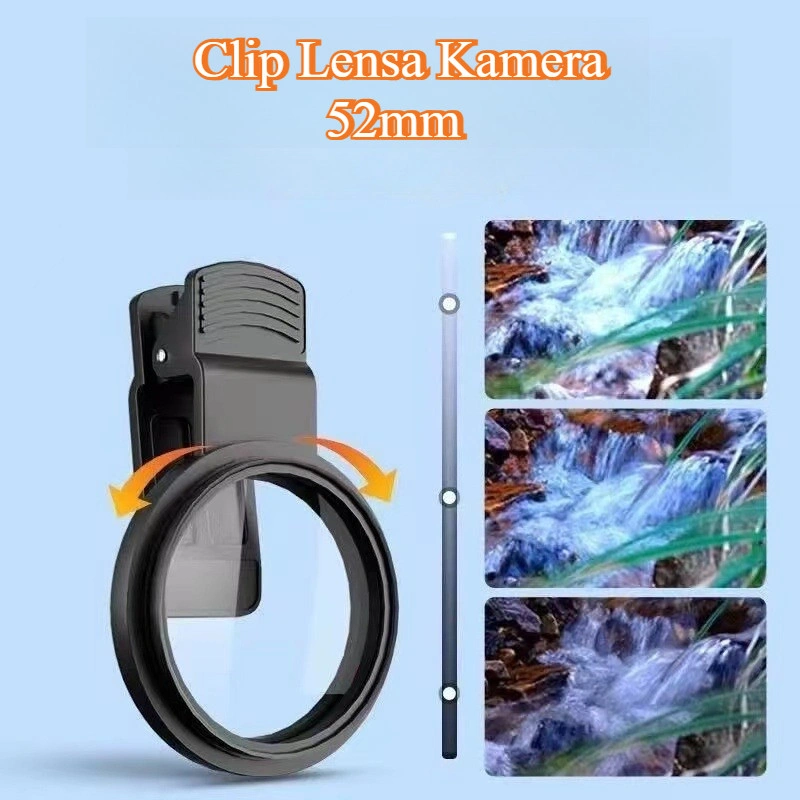 Clip Lensa Kamera HP 52MM Universal Filter Adapter UV CPL ND untuk Semua Smartphone - Ring Mount Filter Aluminium Paduan Thread, Cuely CPL ND UV Lens Clip Kamera Ponsel Universal