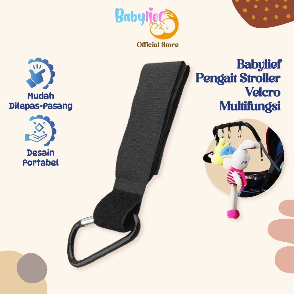 Babylief Stroller Accessory Pengait Velcro – Pengantung untuk Tas Belanja & Perlengkapan Bayi BL086