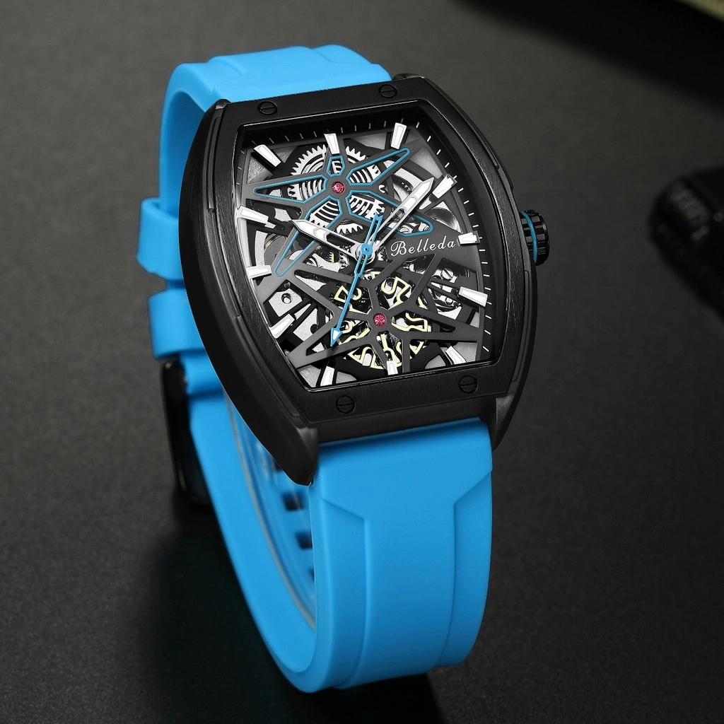 Jam Tangan Pria Belleda 9644 Automatic Strap Rubber Tahan Air Original Fashion Mewah Bisa COD
