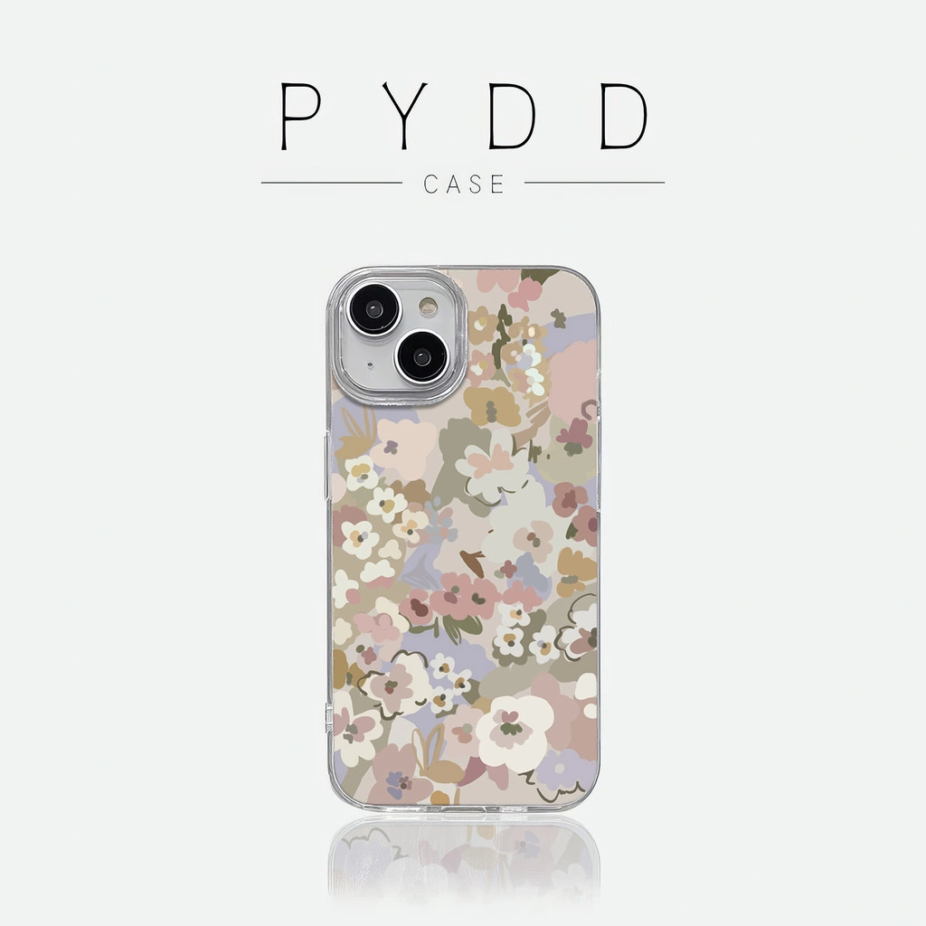 PYDD CASE Perak IMD hard case premium estetik aesthetic Pola bunga yang memenuhi layar casing hp cocok untuk iPhone 13, 11, 12, 14, 15, 16 Pro Max, SE, 7Plus, 8Plus, X, XS, XR, XS MAX cowok cewek couple case
