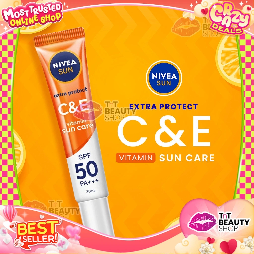 NIVEA Sun Extra Protect C&E SPF50 30mL | Sunblock Wajah - Menyamarkan Noda Hitam - Melembabkan Kulit | TnT Beauty Shop