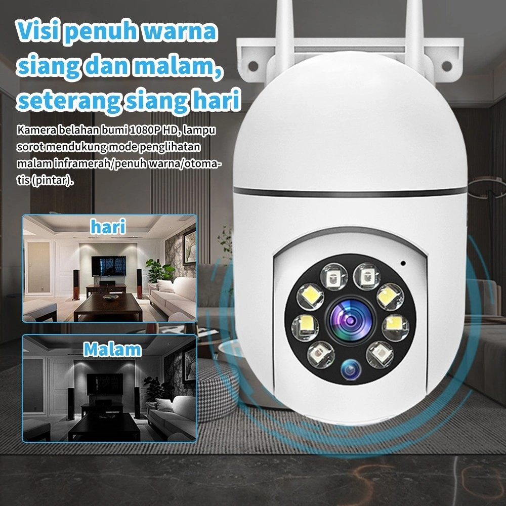 Baru PTZ Outdoor CCTV WiFi Smart Kamer Lampu Motion Detection 360° Wide Angle Rotation Wireless 1080P WIFI Full HD View Autio Tracking Connect to Cellphone Kamera Penglihatan Malam Nirkabel Kamera Tahan air Tahan
