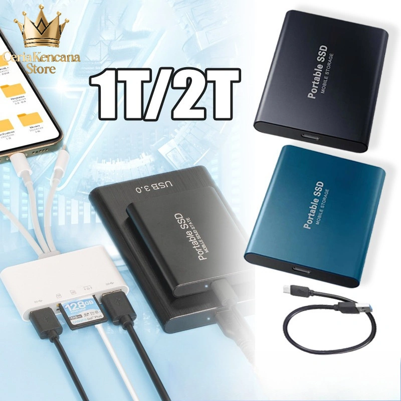 Hardisk Eksternal Portable 1TB/2TB - Harddisk Mini, Antar Muka USB 3.0, Kompatibel dengan PC, Mac, dan Lain - Lain