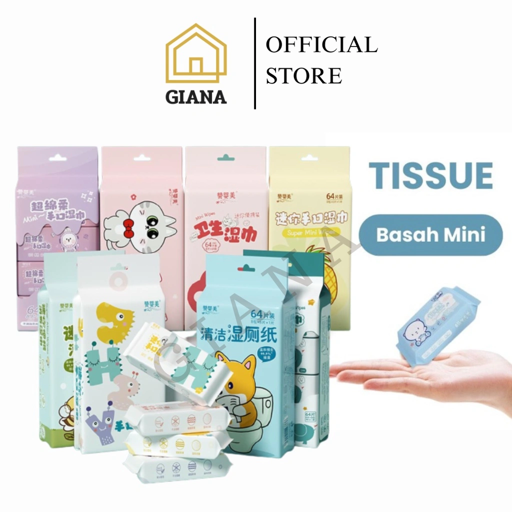 GIA Tissue Basah Mini 1 Pcs Tisu Basah Kecil Baby Wet Wipes Travel Non Alkohol