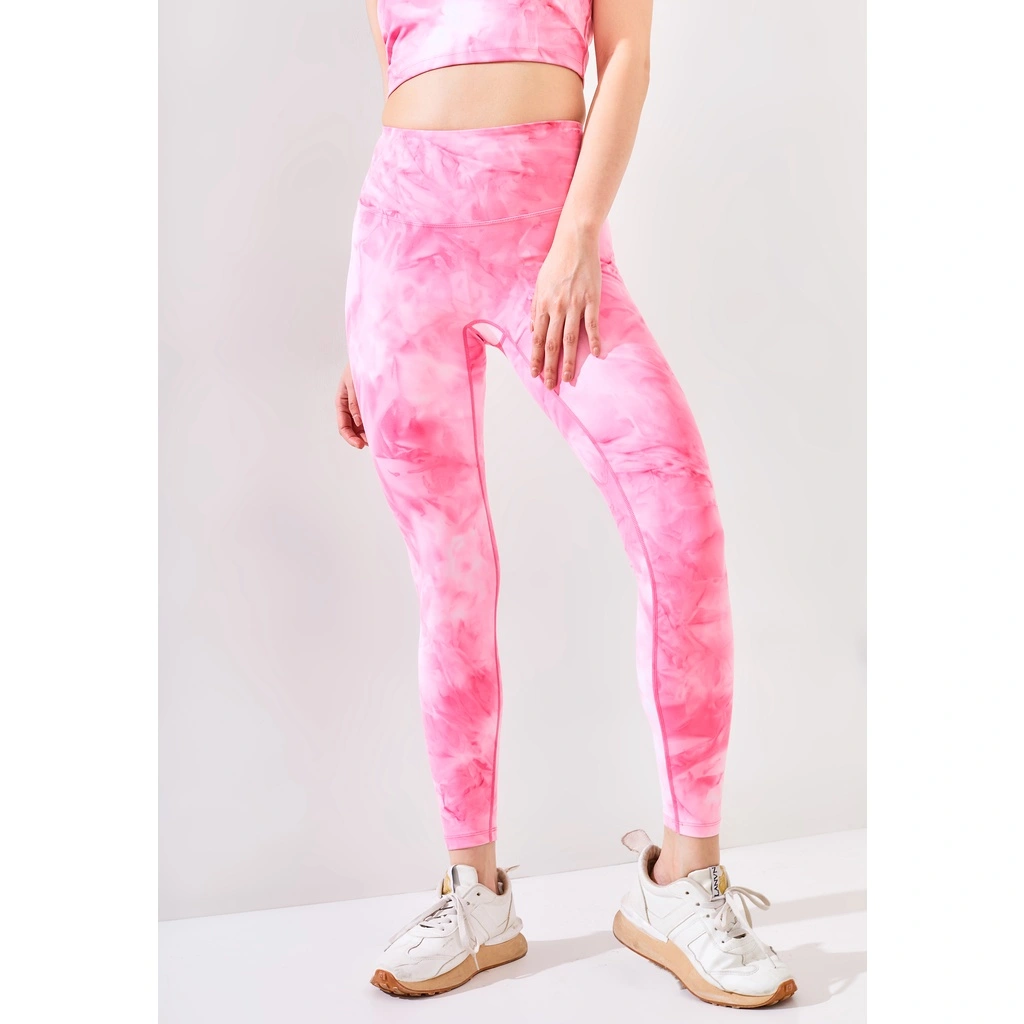 iete Seoul Tie Dye High Waist Leggings Olahraga Wanita - Pink