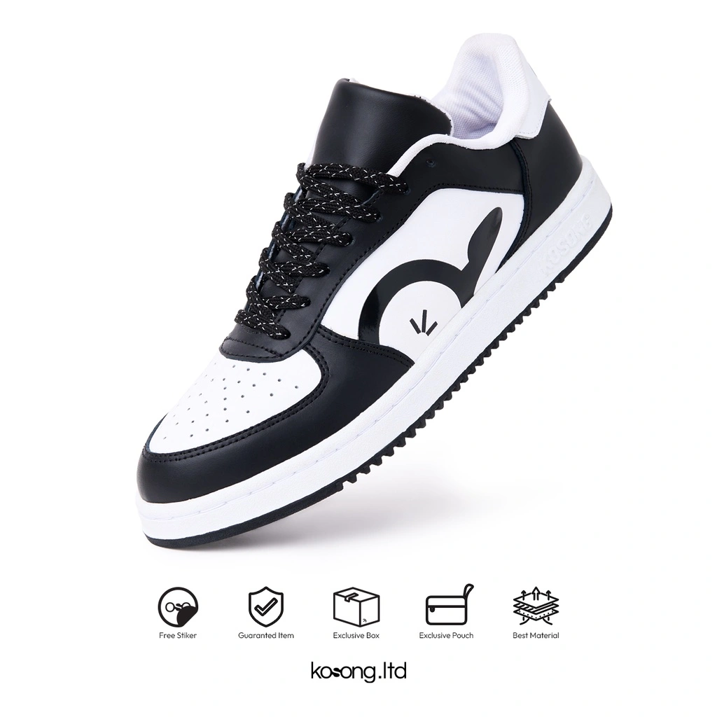 Sepatu Sneakers Casual Pria Wanita BALLISTIC V2 White Black - Kosong.Ltd