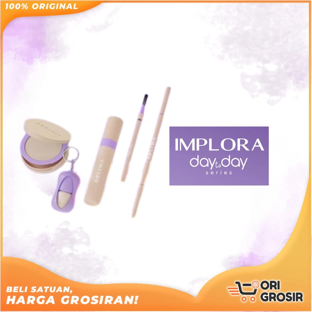 ORI Grosir IMPLORA Day to Day All Series | Brow Pop | Lip Bullet | Lite Matte Lip Cream | Two Way Cake | Eyebrow Pensil Alis | Lipstick | Matte Finish