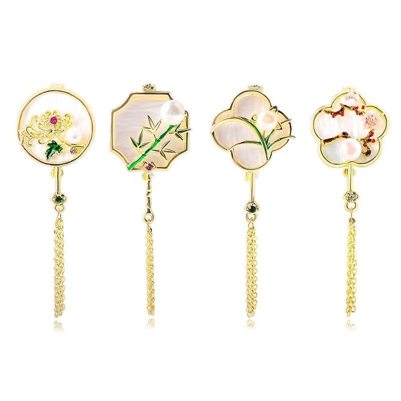 Bros Kipas Rumbai Mutiara / Bross Hijab / Brooch Aksesoris Baju / Klip Kerah Clips