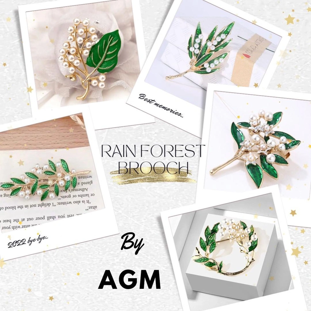 Bros Rain Forest / Bross Hijab / Brooch Aksesoris Baju / Clips Kerah