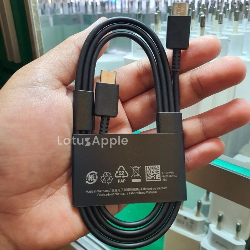 Kabel Data Original Samsung Tipe C to C 5A / 3A 45W 25Wat 65Wat 35Wat Super Fast Charging Vietnam Ori 100% Pengisian Daya Super Cepat