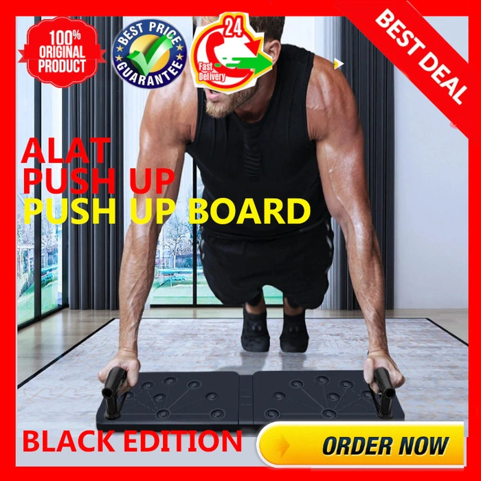 Alat Fitness Papan Push up Board Multifungsi Alat Bantu Olahraga Home Training Gym Fitness - black edition