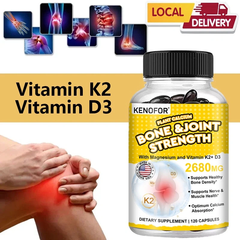 Magnesium Capsules Vitamin D3 K2, supports bone health, immunity, energy, supports healthy bone density