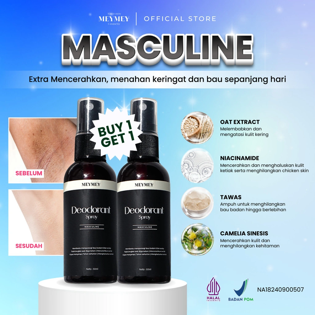 Promo Buy 1 Get 1 Mey Mey Deodoran Spray Pria / Deodoran Spray Mengatasi Bau Ketiak